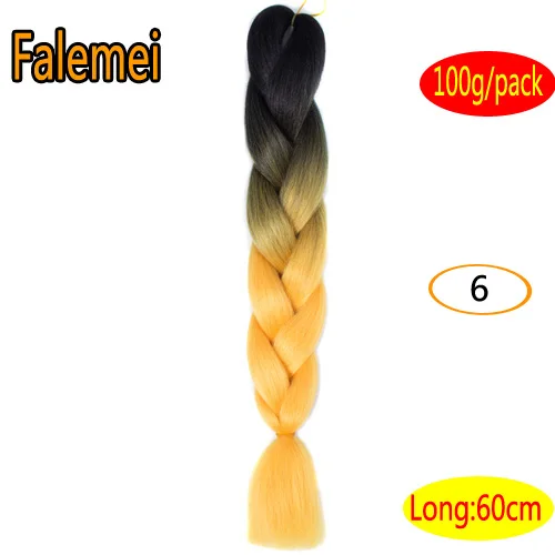 FALEMEI Омбре плетение волос для вязания крючком Твист коса 24inch100/шт высокая температура провода синтетические два тона афро джамбо коса волос - Цвет: 4/30HL