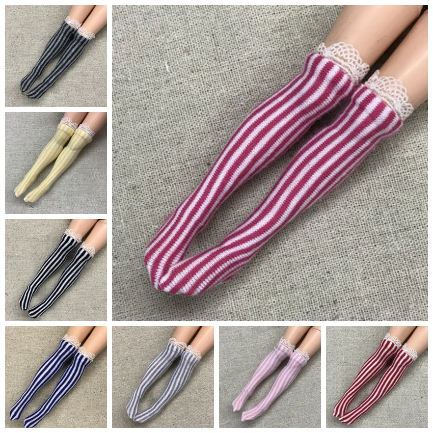 1 пара носки для кукол Blyth полосатые кружевные гольфы Azone Licca 1/6 аксессуары чулки