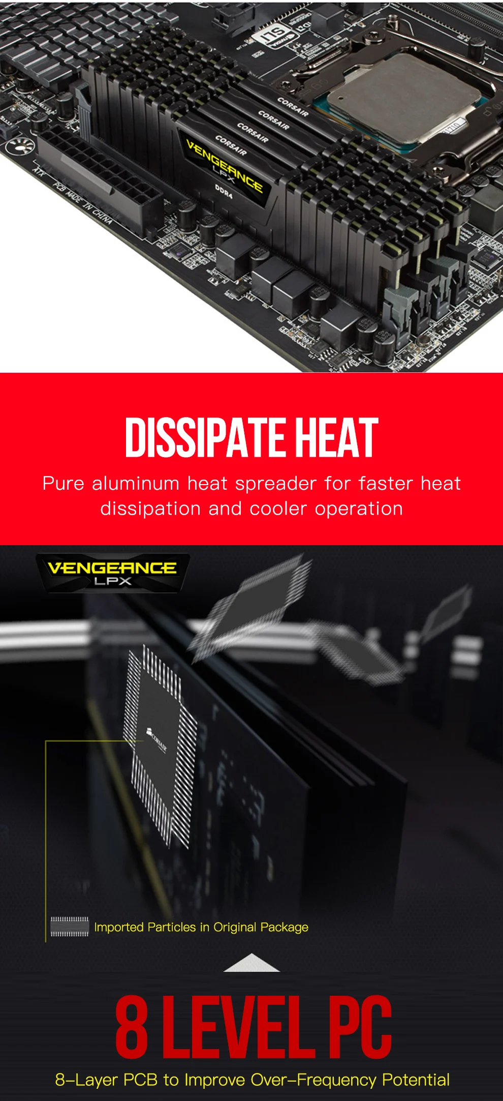 Модуль CORSAIR Vengeance LPX 8 Гб DDR4 PC4 2400 МГц 3000 МГц 3200 МГц 2400 3000 ПК настольный компьютер оперативная память 16 ГБ 32 ГБ DIMM