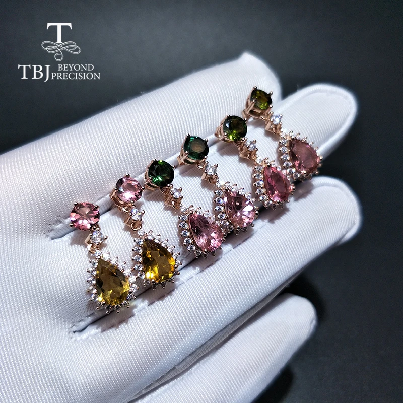 Женский турмалиновый драгоценный камень TBJ разноцветные ювелирные украшения из