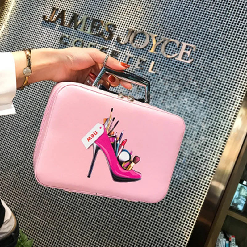 Профессиональный косметический чехол на высоком каблуке с принтом