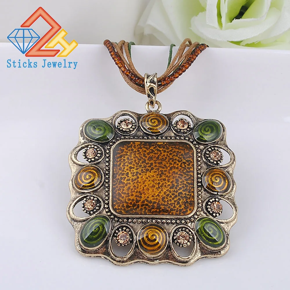 Vintage Necklace Environmentally Friendly Zinc Alloy Rhinestone Bohemia Style Ladies Pendant | Украшения и аксессуары