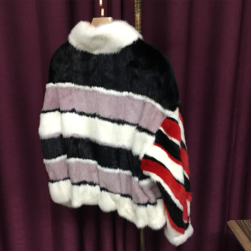 LVCHI 2019 импортные шубы из натуральной норки женские контрастные Цветные Лоскутные