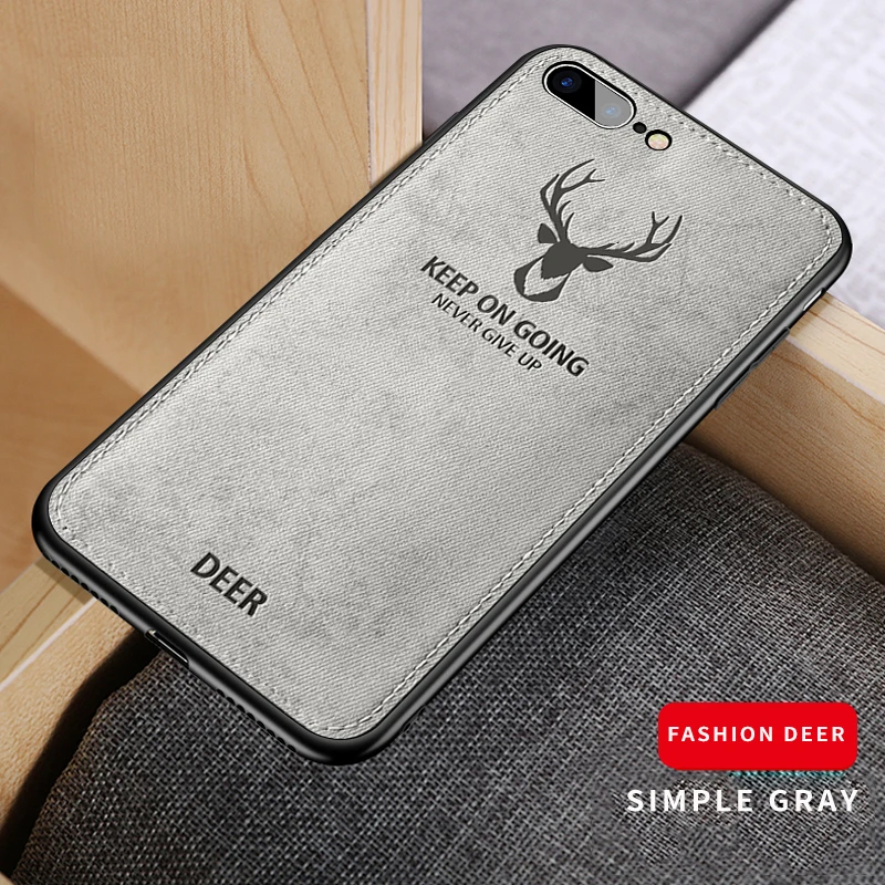 Cloth Frabic Deer Bat Pattern Phone Case For iPhone 6 7 8 Plus Silicone Soft Edge Back Cases For iPhone 11 Pro XR X XS Max Capas