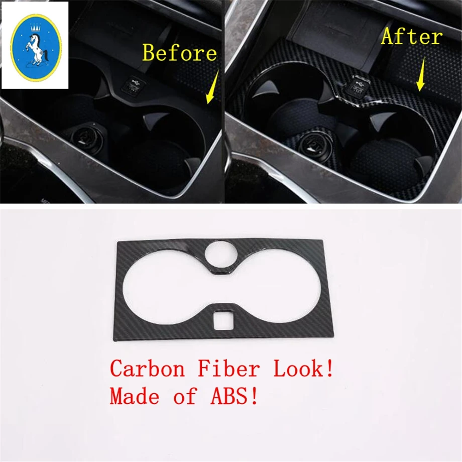 

Accessory Carbon Fiber Look Console Central Front Water Cup Holder Bottle Cover Trim Fit For BMW X5 G05 2019 2020 2021