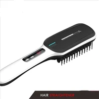 electric ionic simply hair straighter brush flat straightener iron comb travel hairstyle hairbrush fast heating salon styling
