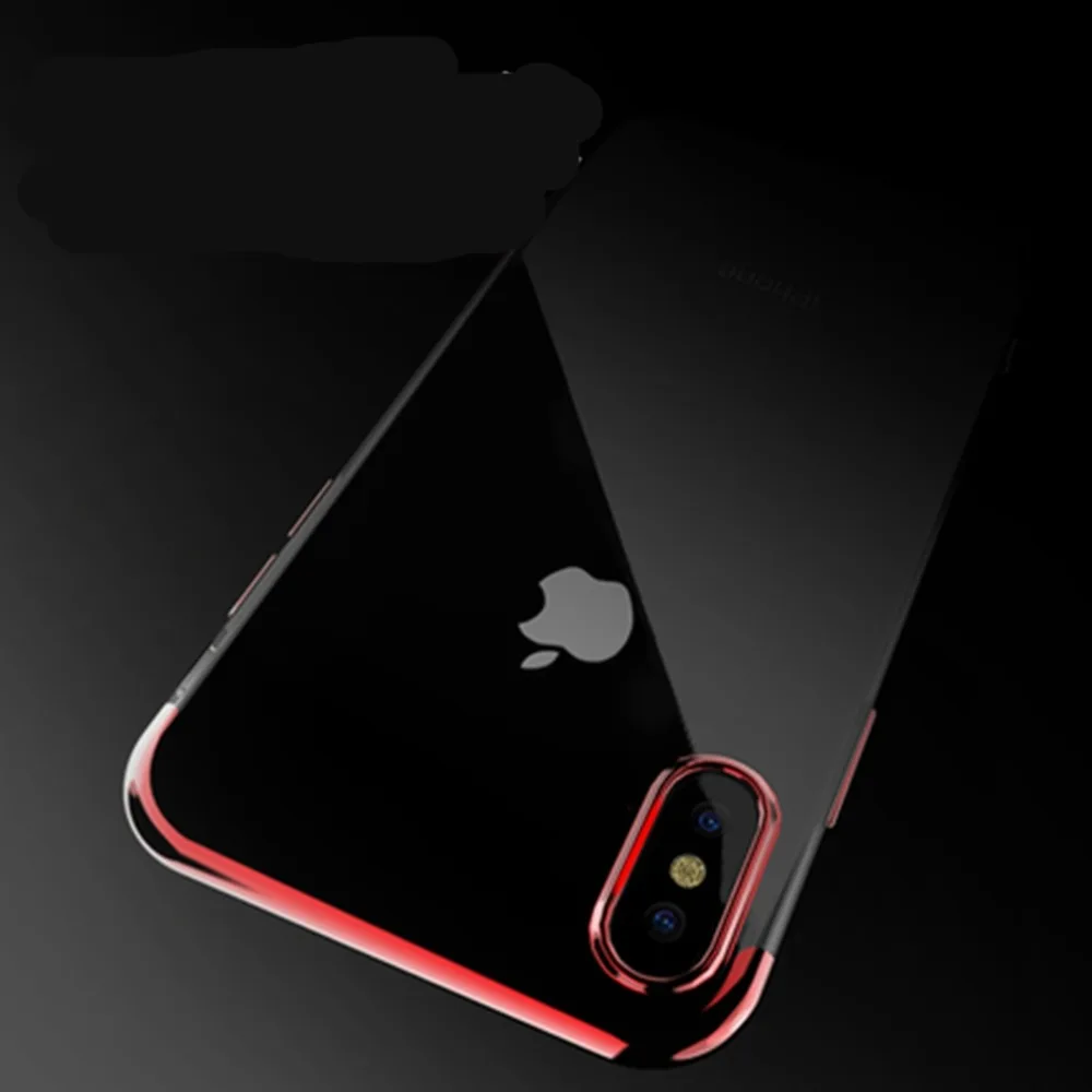 Роскошный силиконовый прозрачный чехол для iPhone X TPU мягкая рамка с покрытием