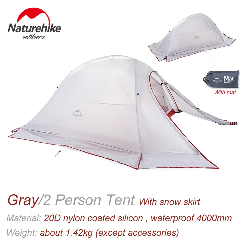 2 Person Gray Snow NatureHike открытый палатка 2 3 человек водонепроницаемый двойной слой Зима 4 сезон походный туристический 1 человек Сверхлегкий Палатка - Цвет: 2 Person Gray Snow