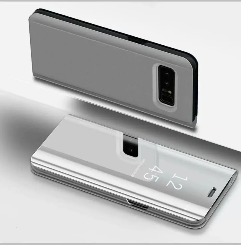 Silver Для samsung Galaxy Note 8 S7 S6 край S8 S9 плюс A5 A7 A8 J3 J5 J7 роскошный кожаный чехол-книжка с подставкой Clear View умный зеркальный чехол для телефона - Цвет: Silver