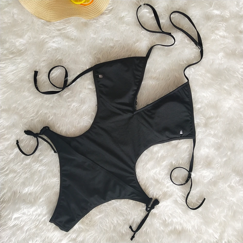 Sexy Tassel One Piece Swimsuit 2019 New Lace Up Halter Women Bandage Monokini High Cut Bathing Suit Bodysuit Beach Wear | Спорт и