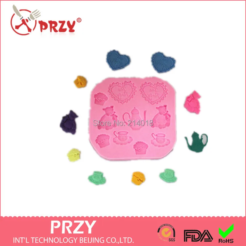 

Fondant Cake Decoration Mold Soap Mold 100% Food Grade Raw Material Jelly Mold Love Bear Tea Shaped Silicone Moulds PRZY