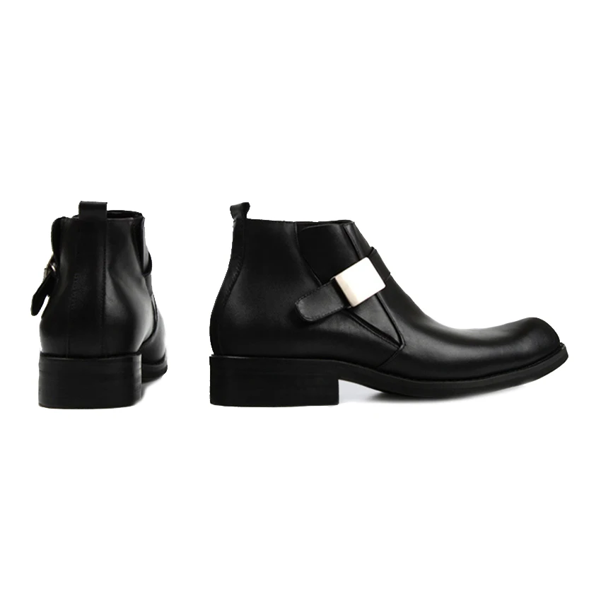 

High Quality Genuine Leather Men's Ankle Boots Italian Style Pointed Toe Handmade Cowboy Riding Man High-Top Shoes YMX294