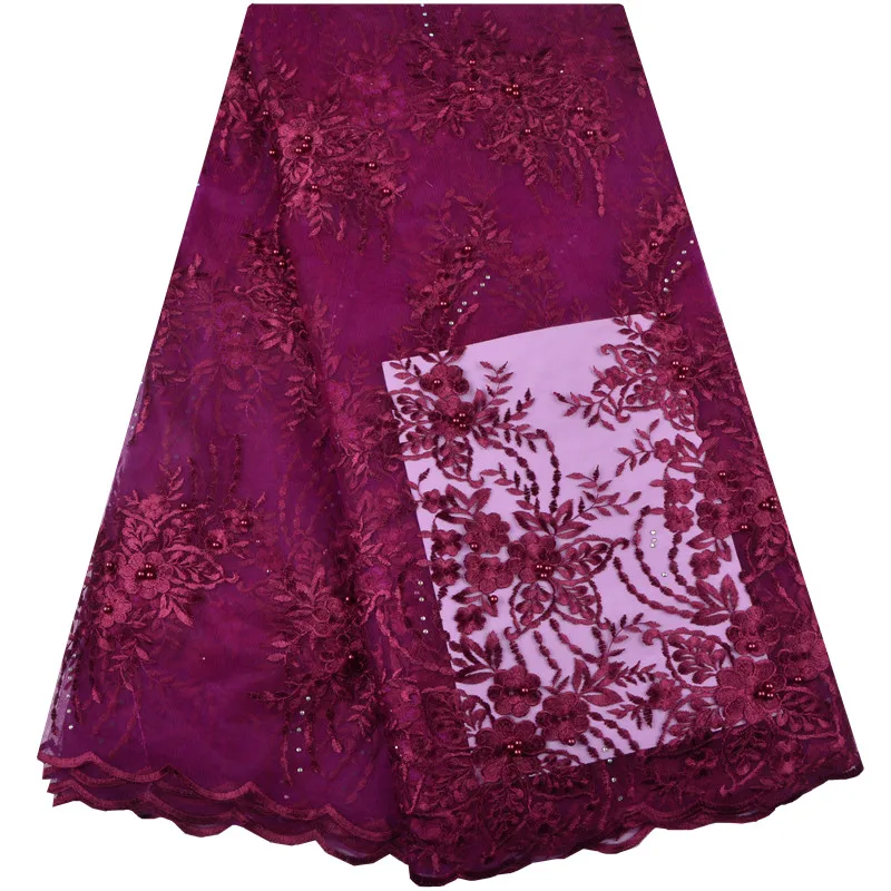 5 ярдов/партия Высококачественная нигерийская французская кружевная вышитая