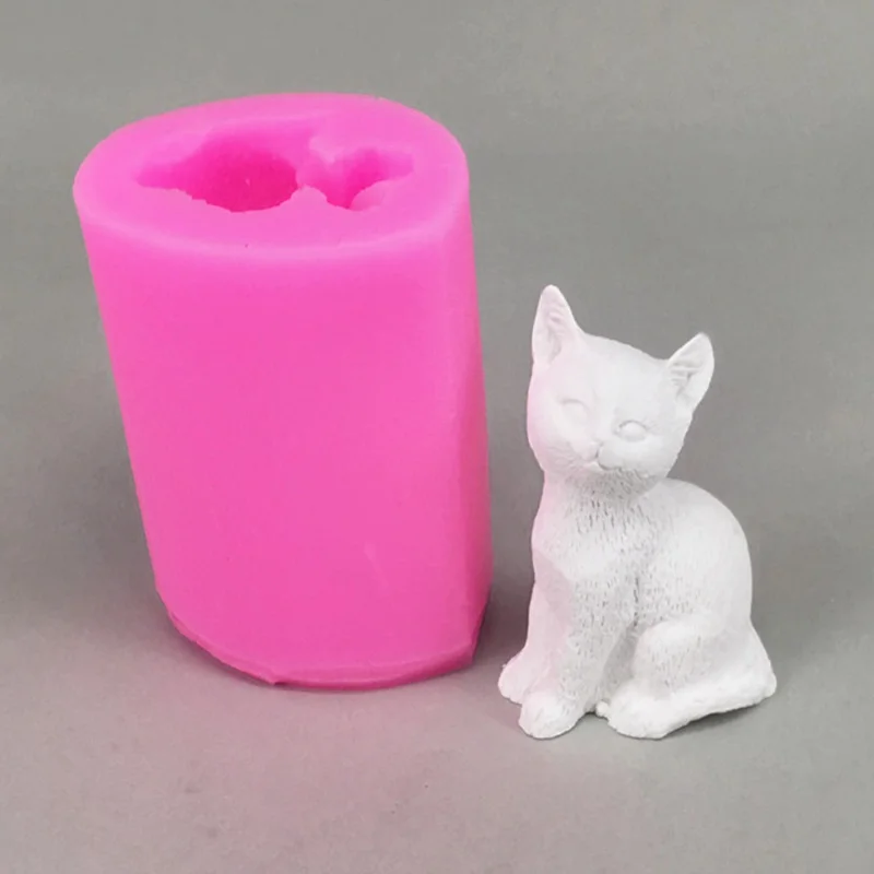 3D милая маленькая кошка силиконовая форма для свечей мыло шоколадная глина