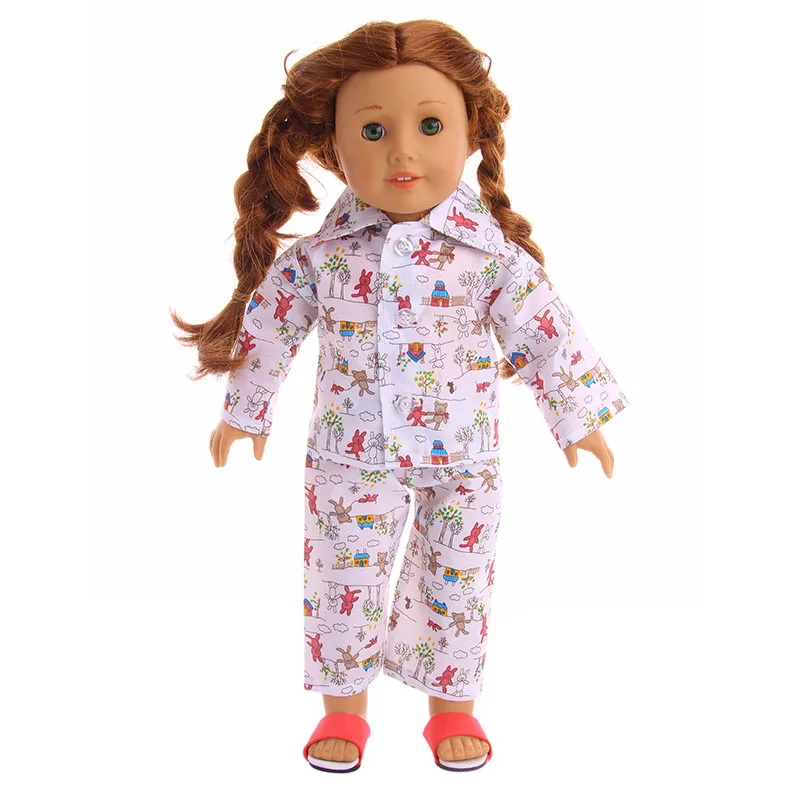 LUCKDOLL10Sets различных узоров spajamas подходит 18 дюймов Американский 43 см Кукла одежда аксессуары, игрушки для девочек, поколение, подарок