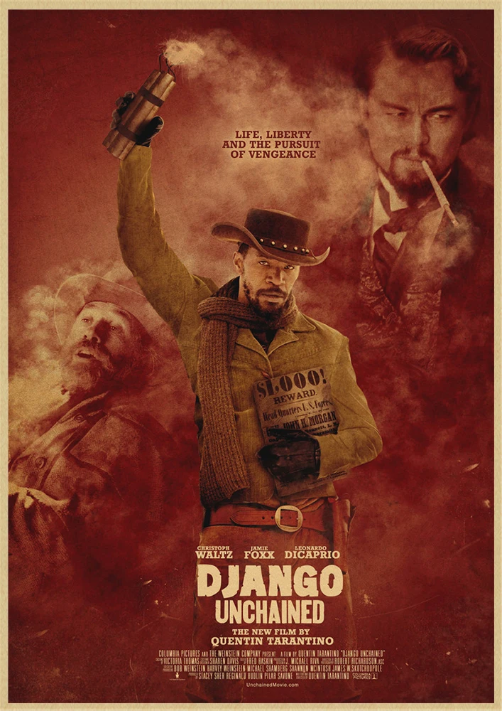 Классический фильм Django Unchained Квентин Тарантино Ретро плакат крафт-бумага кафе домашний декор стен Живопись - Цвет: Красный