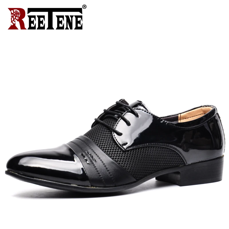 Мужские классические туфли REETENE деловые офисные высококачественные кожаные