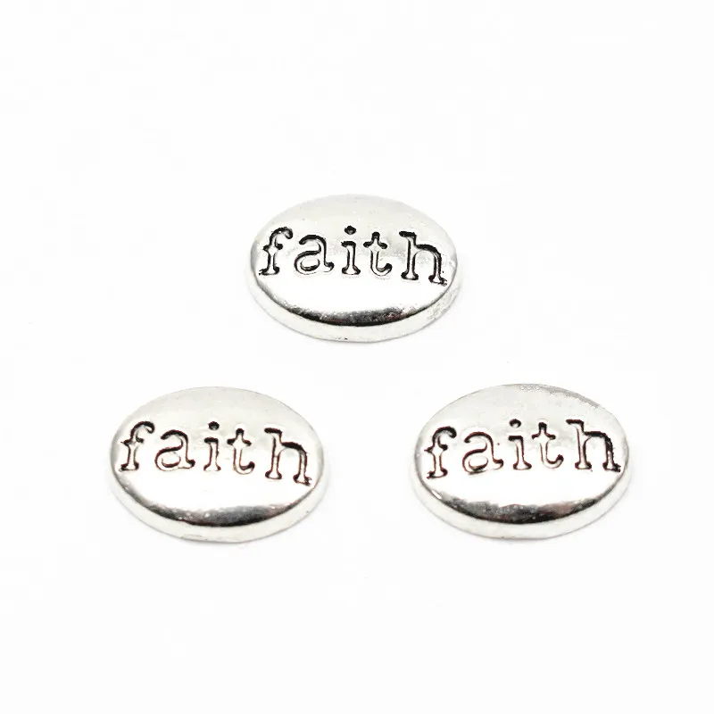 10 шт./лот металлические серебряные эллиптические буквы вера плавающие амулеты