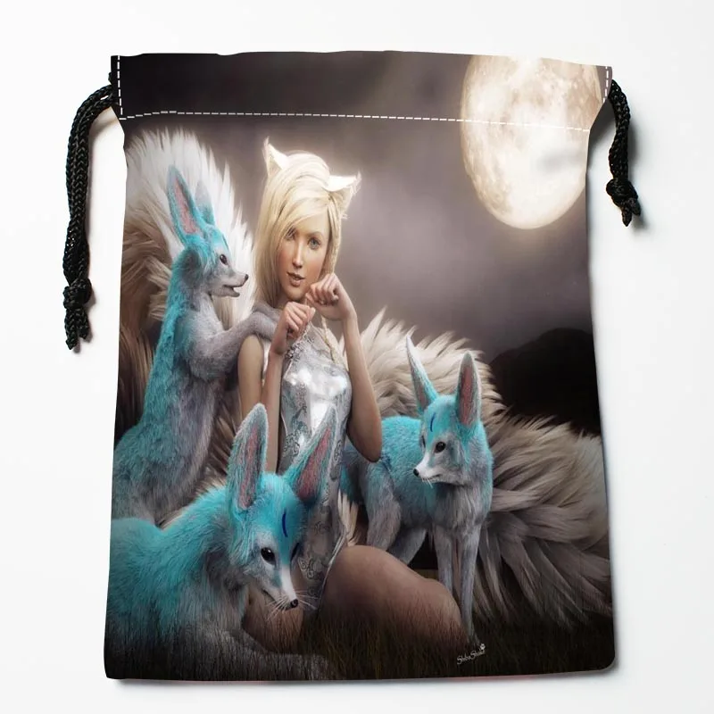 Сумки на шнурке с принтом лисица 18 х22 см|storage bag|bag compressionbag size |