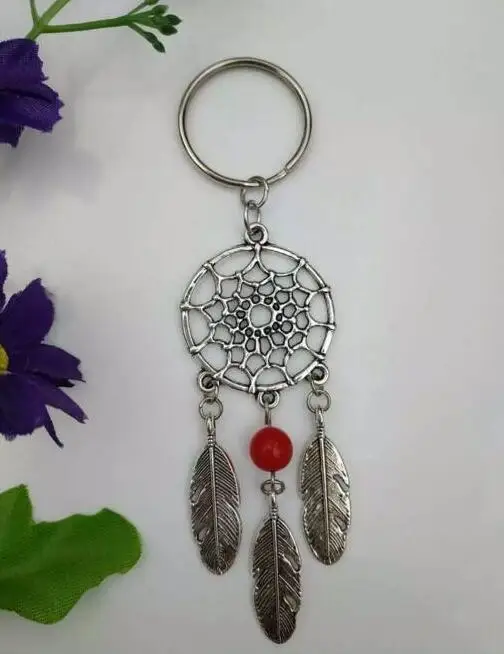 Ловец снов перо дерево лист искусственное кольцо ключи сделай сам сумка брелок