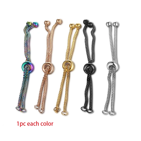 mixed (1pc each) 5 шт./лот, две петли, соединитель, Шарм для изготовления ювелирных изделий, нержавеющая сталь, ползунок, коробка, цепь, ползунок, удлинитель, браслет, аксессуары - Цвет: mixed (1pc each)
