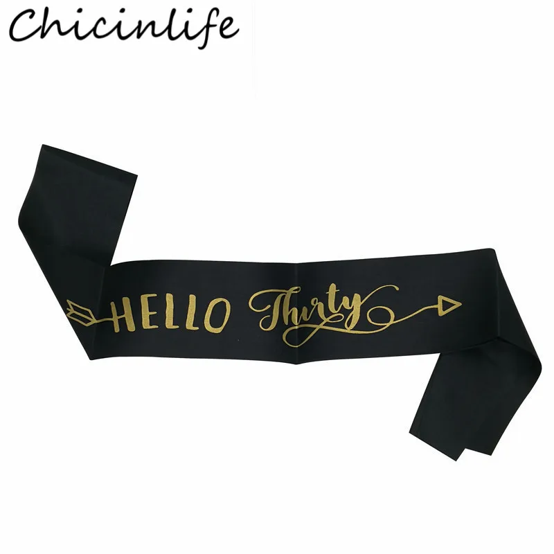 Chicinlife 1 шт. черный атласный пояс Hello тридцать украшение для вечеринки на 30 й день