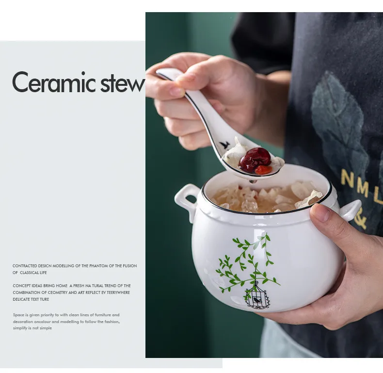 450 мл мультяшная чашка простой, маленький, стиль фарфоровая посуда Tureen кухонная чашка для супа гнездо десерт Медленная Плита суп с крышками