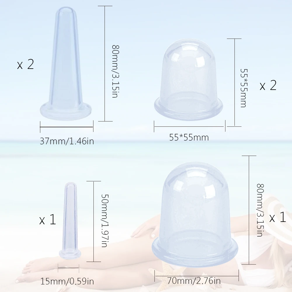 6-Pack силиконовые массажные чашки китайская присоска вакуумная терапия Gezicht Cupping силиконовые чашки массаж лица Cupping для целлюлита