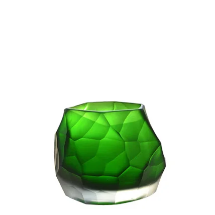 green 10x10x6.5cm S Цветная стеклянная ваза Ручная шлифовка резная Современная стильная настольная ваза для цветов геометрические Свадебные вазы декоративные для дома аксессуары - Цвет: green 10x10x6.5cm S