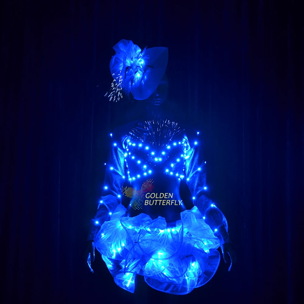 Светодиодное платье свадебные платья светящиеся короткие светящаяся одежда