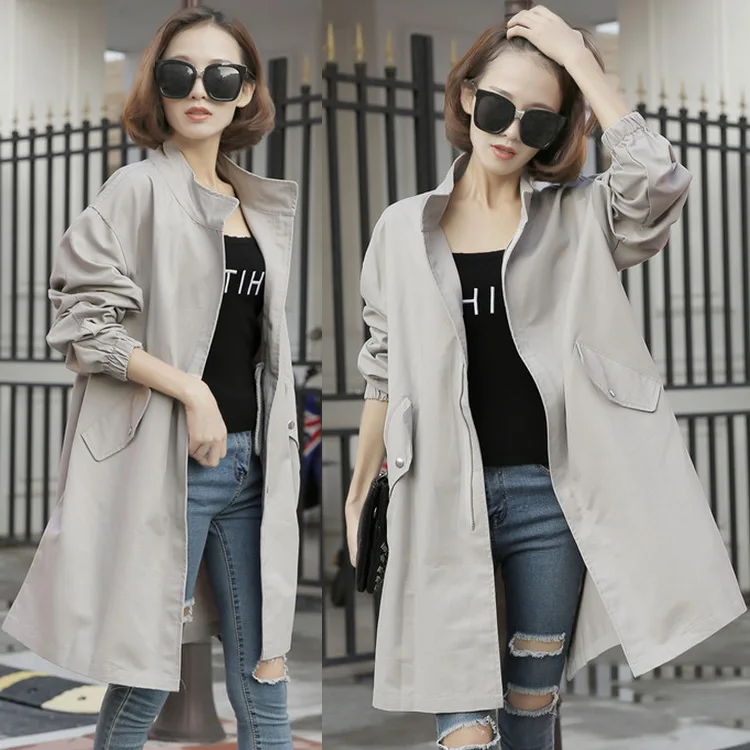 2018 Демисезонный наряд для женщин плащ Тренч свободный жакет Женская Длинная