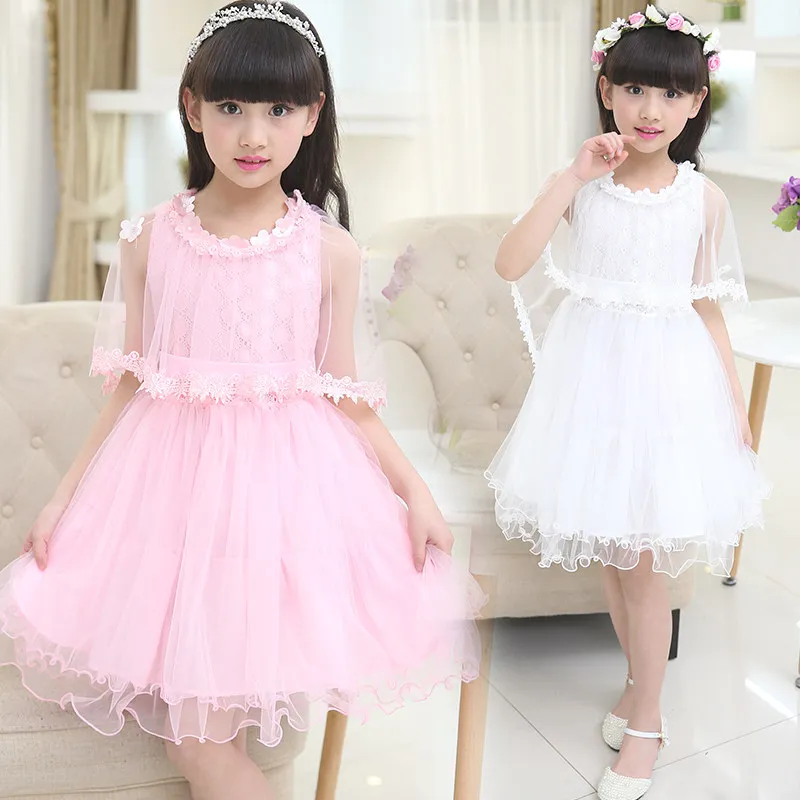 Girls Formal Prom Wedding Cocktail Dress With Lace Shawl Cappa Princess Quinceanera Dresses Elegant Summer Party Evening Dres | Детская