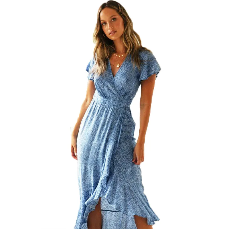 Элегантное женское платье с цветочным принтом модное макси без рукавов глубоким