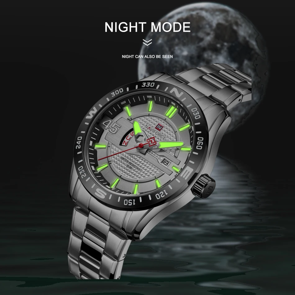Новинка, мужские часы NAVIFORCE s, военные кварцевые часы со стальным ремешком, водонепроницаемые спортивные часы, мужские Модные деловые аналоговые наручные часы