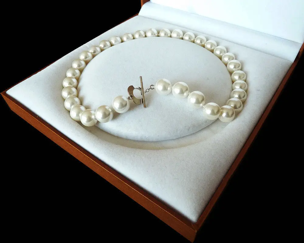 Быстрые 12 мм AAA + белый природный южного морские раковины жемчужное ожерелье 18