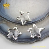 10pcs star glass pendants35mm bezel glass stars charms fine jewelryclear glass plated silvery copper crystal necklace yt94