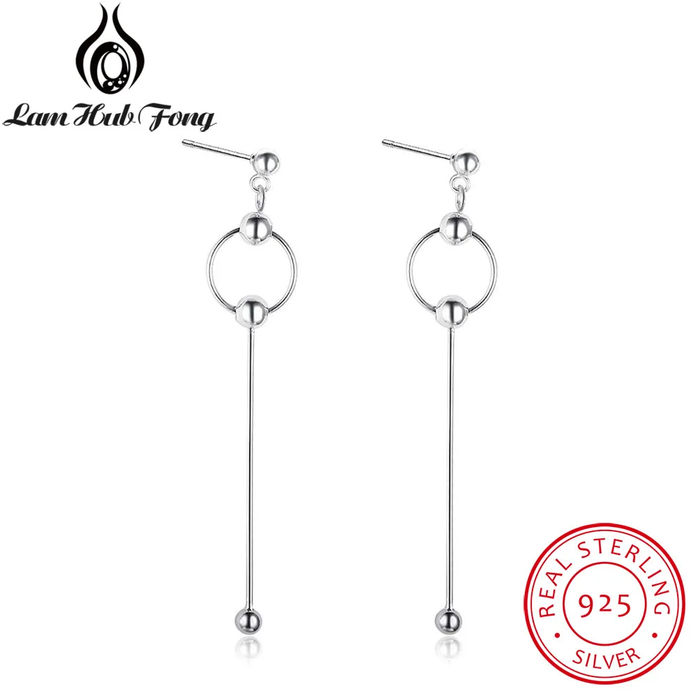 

Женские длинные серьги-капельки из серебра 925 пробы, серьги-капельки с кисточками, модные минималистичные украшения (Lam Hub Fong)