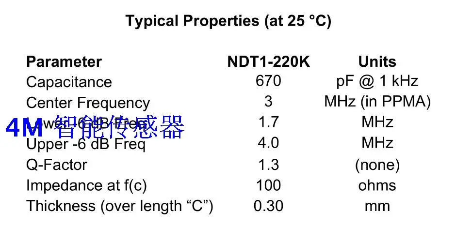 

PVDF Piezoelectric Film Sensor NDT1-220K High Frequency Ultrasonic Sensor 220KHZ Film Hydrophone