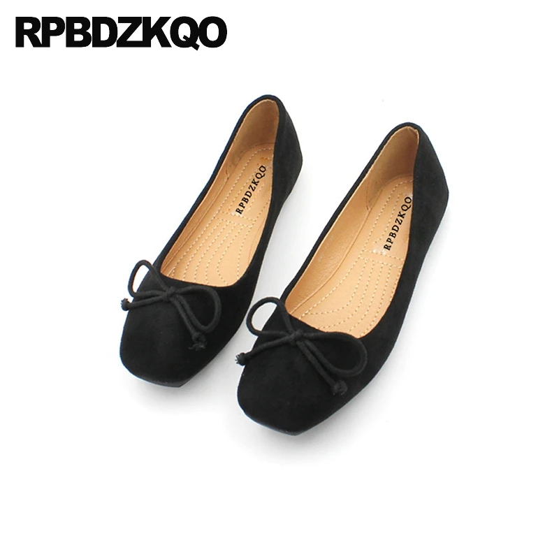 Женские легкие балетки с бантом недорогие складные на плоской подошве черные