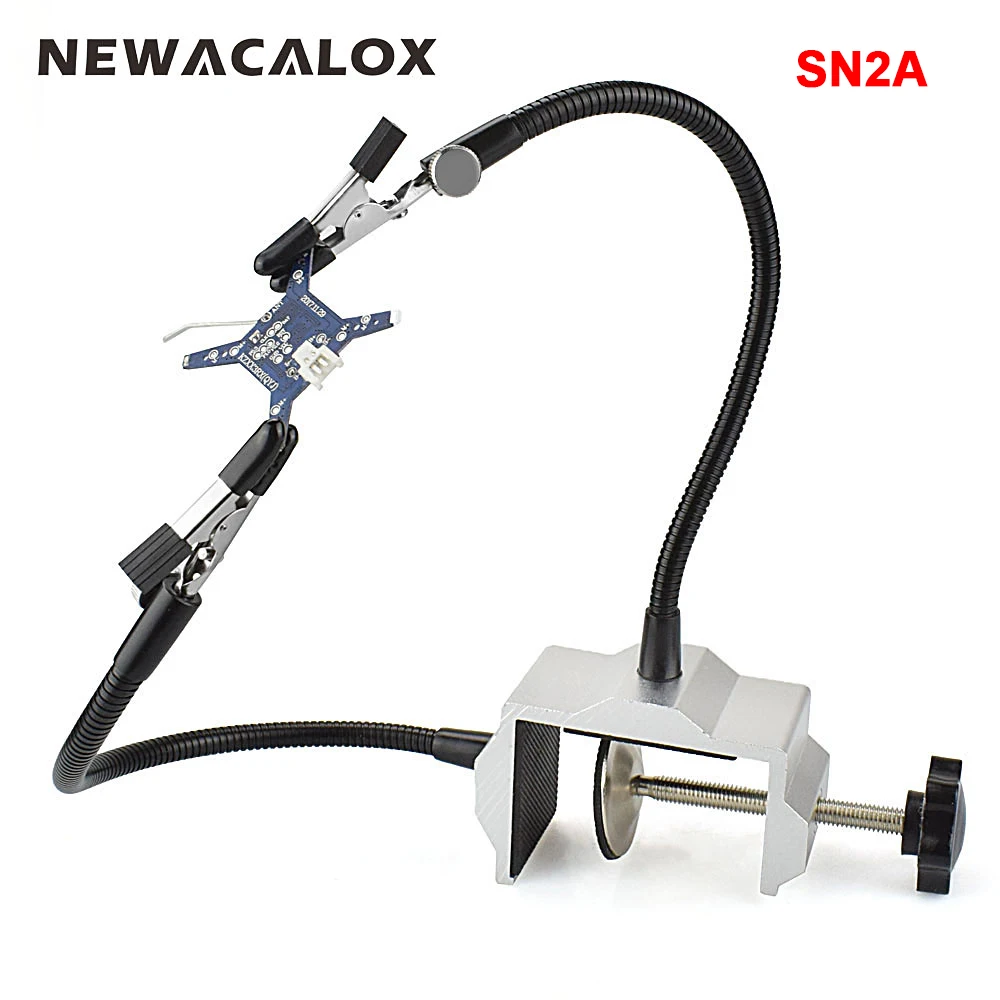 NEWACALOX тиски, стол, зажим, держатель паяльника, паяльная станция, печатная плата, приспособление, Рука помощи с 2 гибкими ручками, лупа