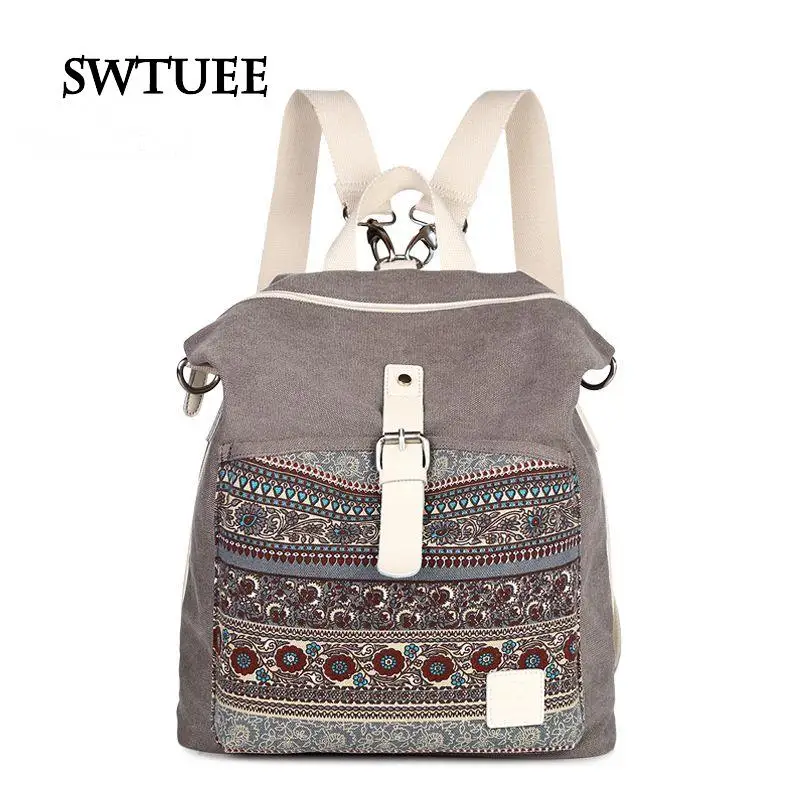 Винтаж с цветочным принтом Для женщин рюкзак бренд Дизайн Колледж студент Сумки