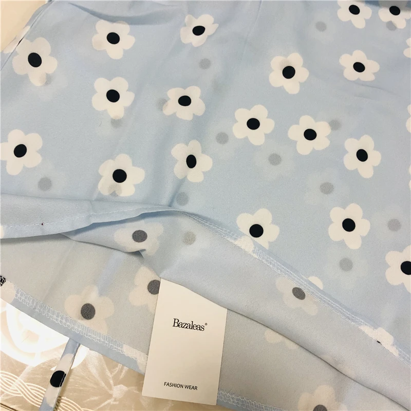 Bazaleas женское платье на бретельках Vestido, синее летнее платье с цветочным принтом, сексуальное винтажное мини-платье, Прямая поставка