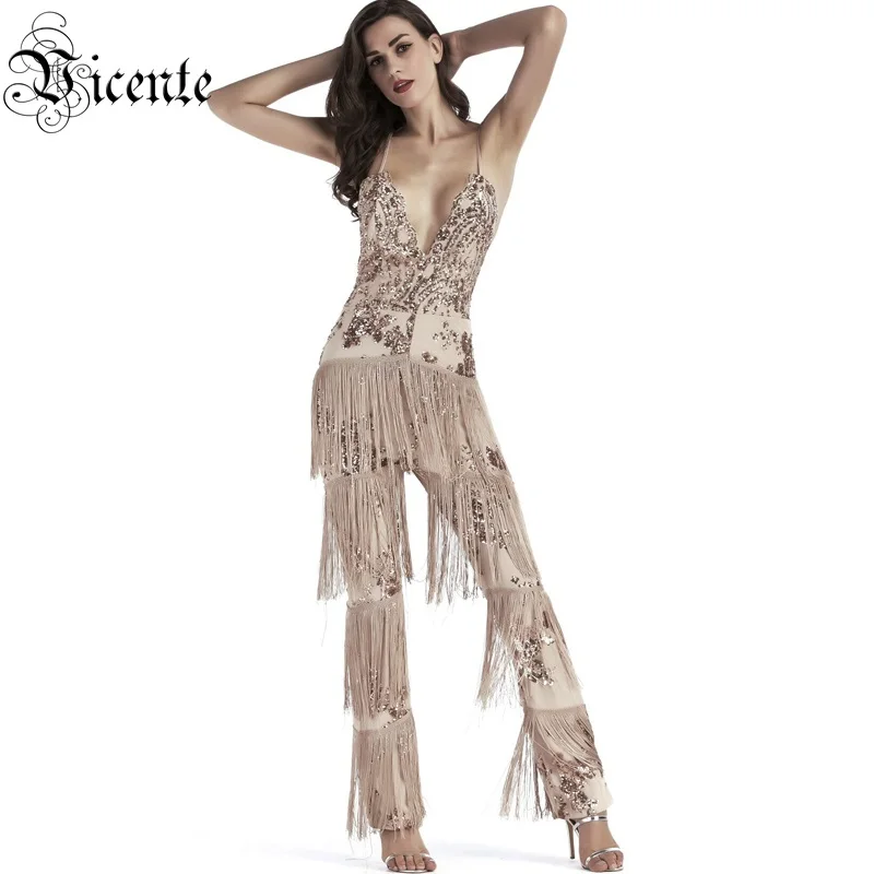 VC 2020 Лето Новое поступление Блестки Украшенные Сексуальные Спагетти ремень V шеи