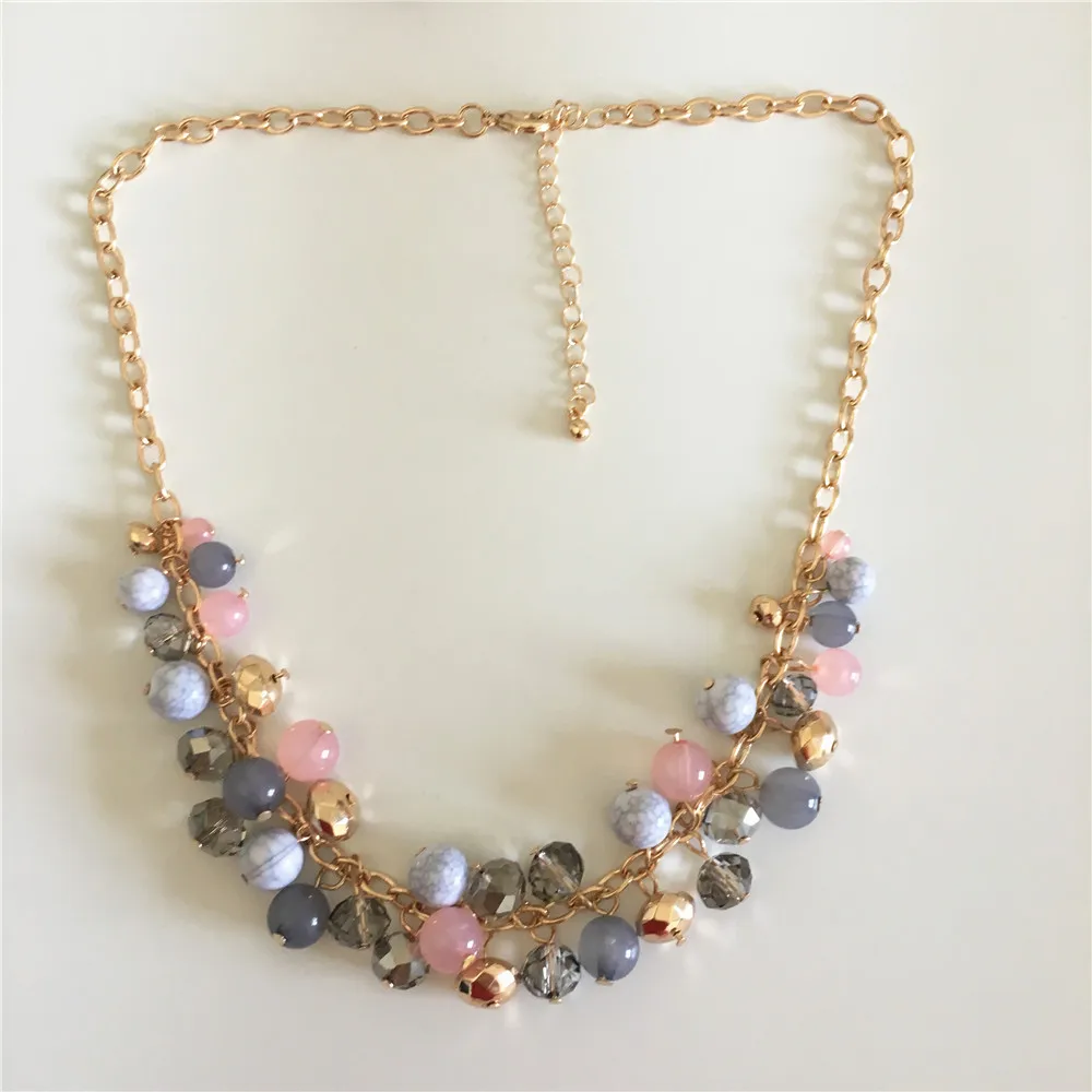 NECKLACE Офисный Женский, золотого цвета плакировкой шарики акриловые шарик висячий вокруг ожерелье для женщин - Окраска металла: NECKLACE