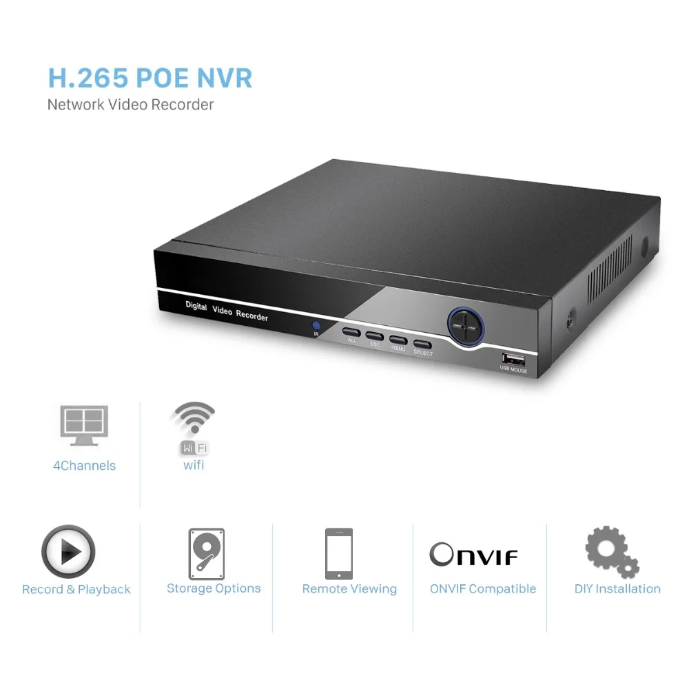 H.265 H.264 4CH 8CH CCTV NVR PoE 48 в 4*5 Мп/8*4 Мп, для наблюдения, безопасности, видео Регистраторы ONVIF IP Камера обнаружения движения PoE NVR P2P