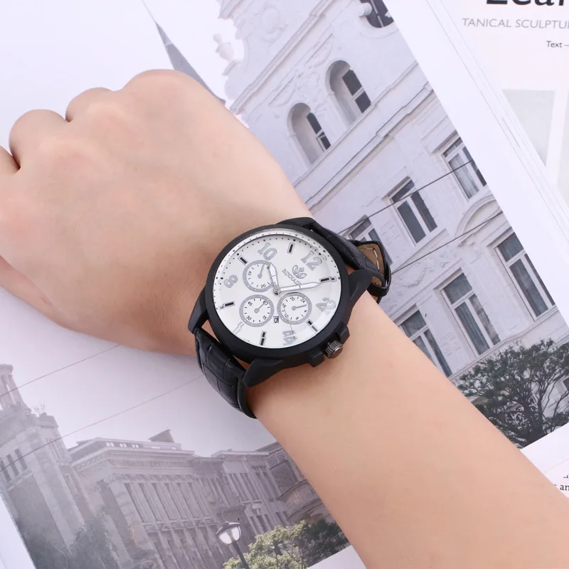 Часы RINNADY мужские армейские кварцевые спортивные с кожаным календарем | Наручные