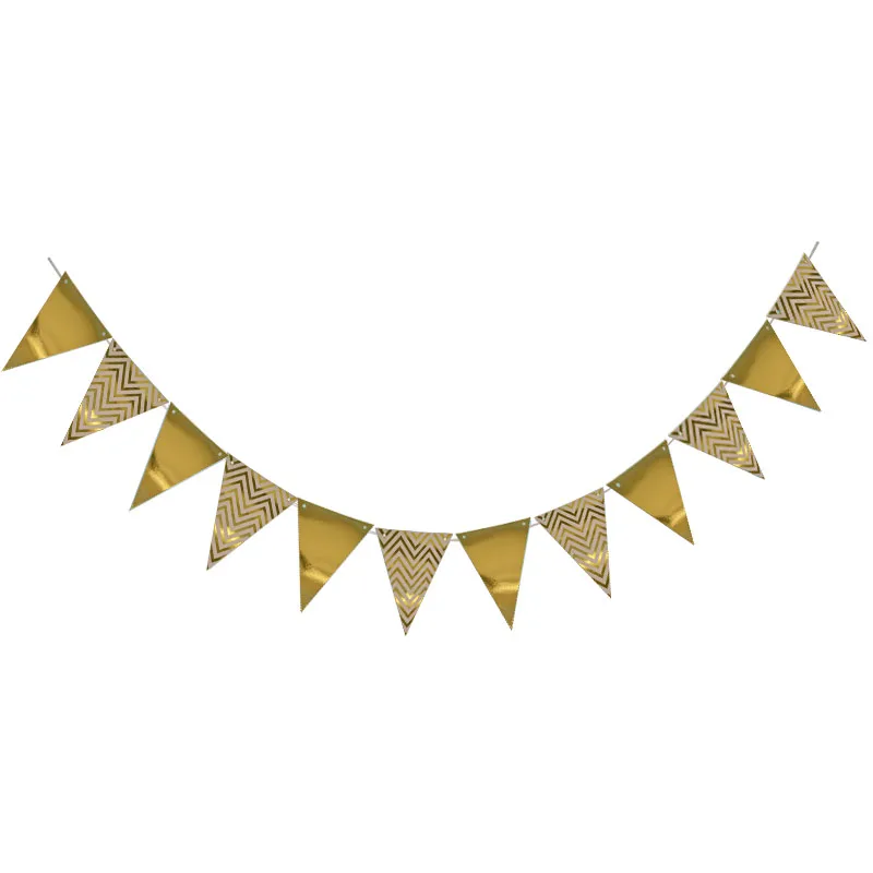 3m 12 Flag Gold Pink Paper Board Garland Banner For Baby Shower Birthday Party Decoration Kids Room Decoration Garland Bunting