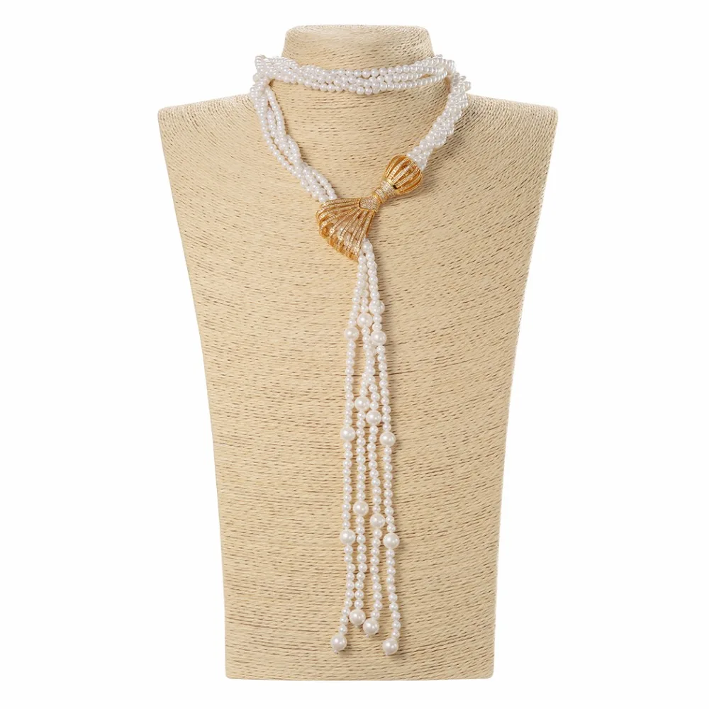 Многослойные бисера Цепи Цепочки и ожерелья жемчужная Бусины кисточкой Подвески