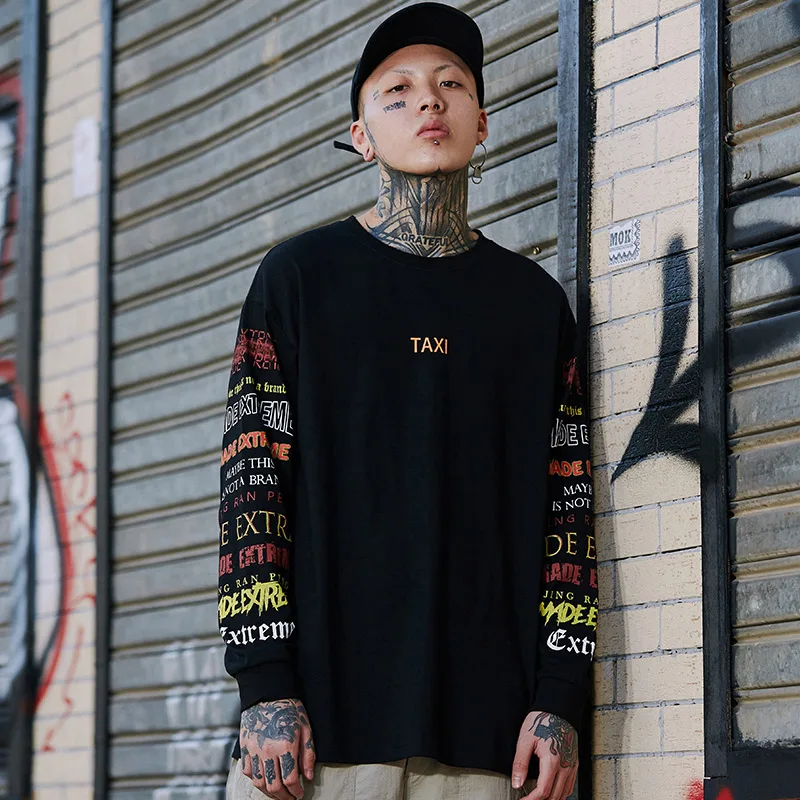 Футболка Aolamegs Мужская футболка с буквенным принтом о вырезом и длинным рукавом