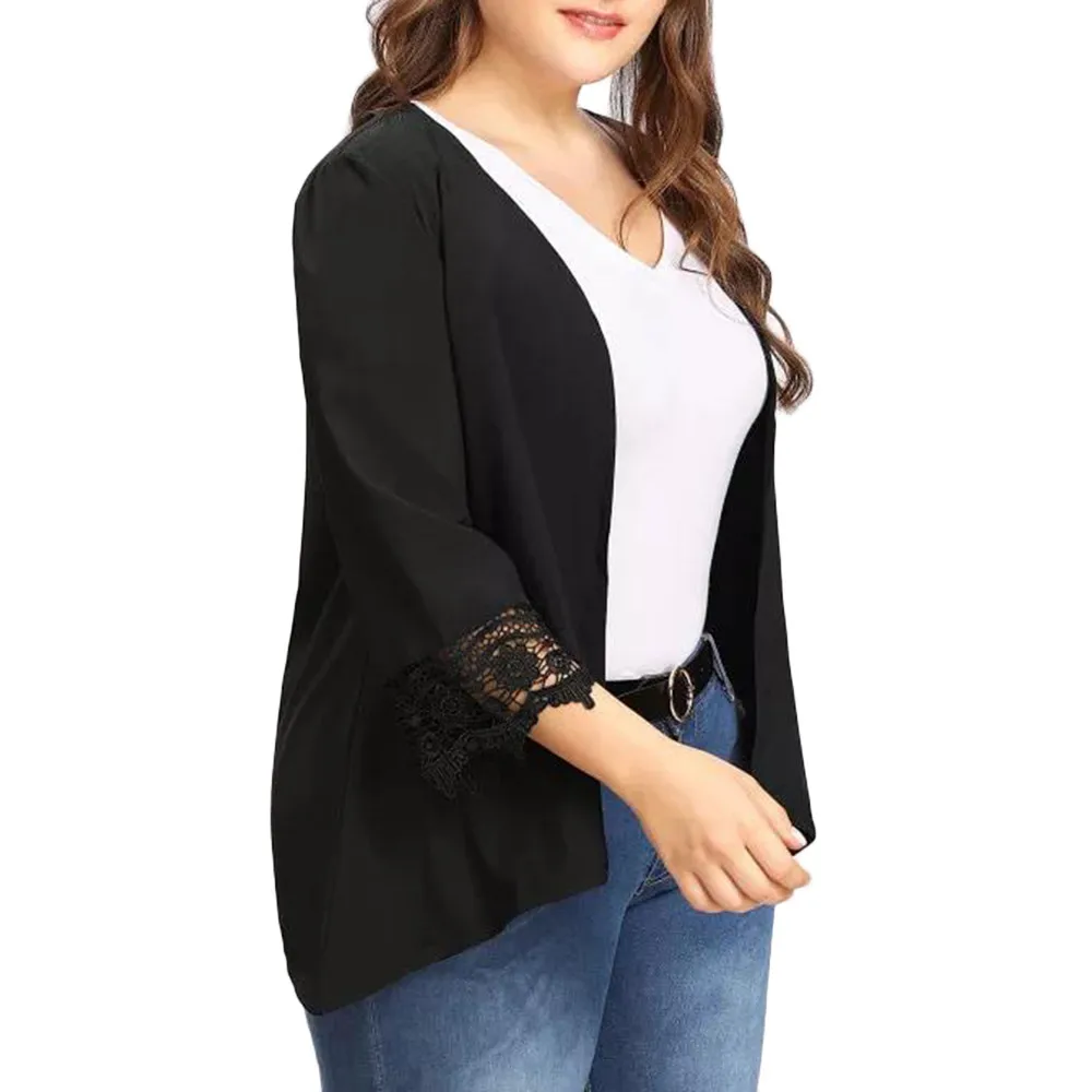

Women's 3/4 Sleeve Plus Size Lace Open Front Loose Causal Lightweight Kimono Cardigan Autumn Coats And Jacketss Women Winter A25